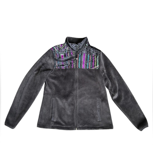 Fila Women’s Gray Fleece zip up Jacket with neon color design size small - Picture 5 of 11